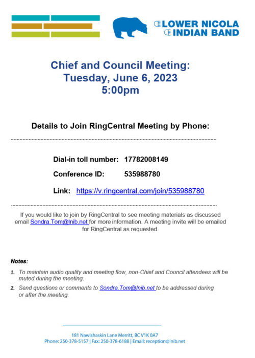 Chief and Council meeting RingCentral Phone in number June 6 20231024_1
